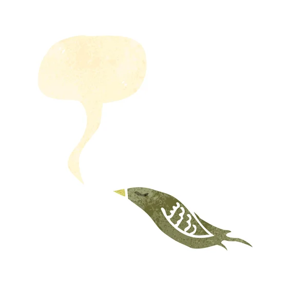 Oiseau de dessin animé rétro avec bulle vocale — Image vectorielle