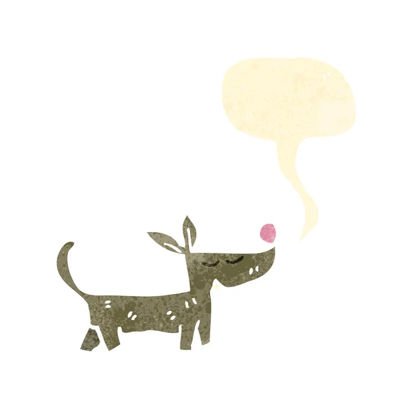 Retro-Cartoon kleiner Hund mit Sprechblase — Stockvektor