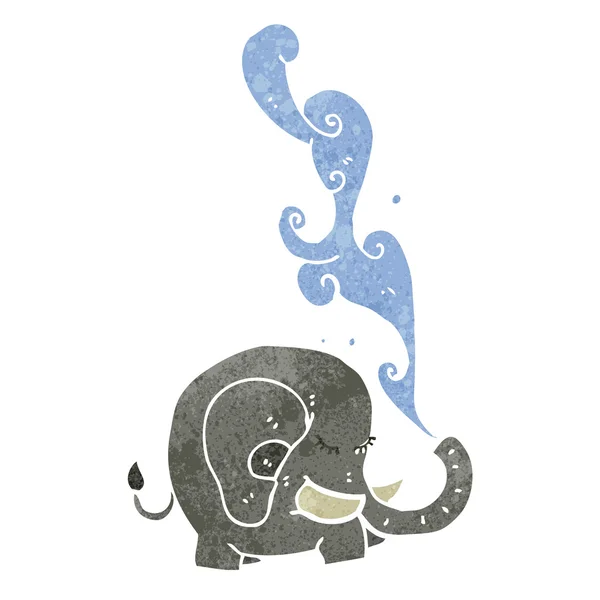 Retro-Cartoon-Elefant spritzt Wasser — Stockvektor