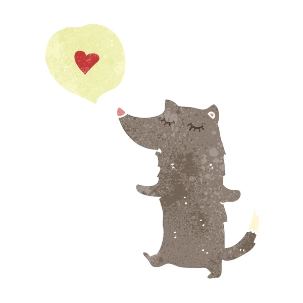 Retro desenho animado lobo no amor —  Vetores de Stock