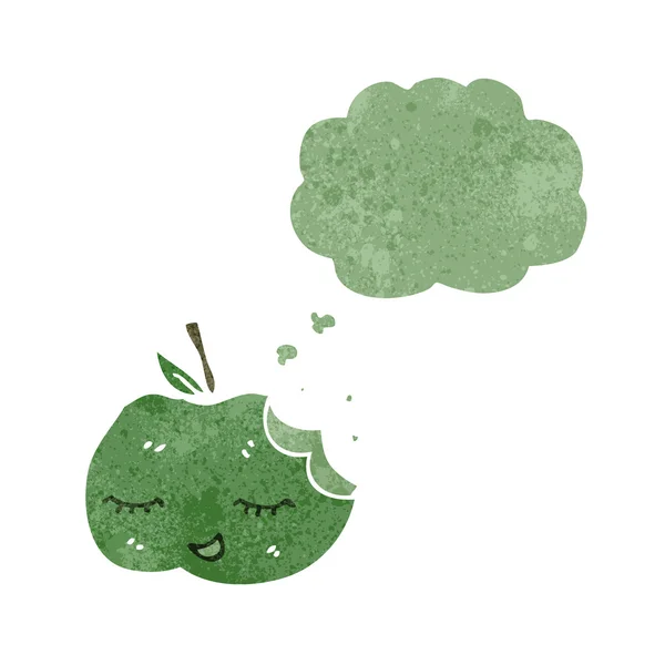 Retro Cartoon Apfel mit Gedankenblase — Stockvektor