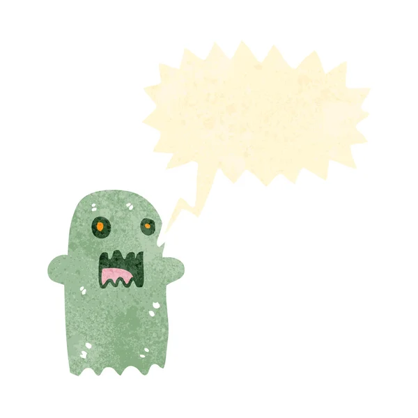 Retro cartoon ghost with speech bubble — Stock Vector