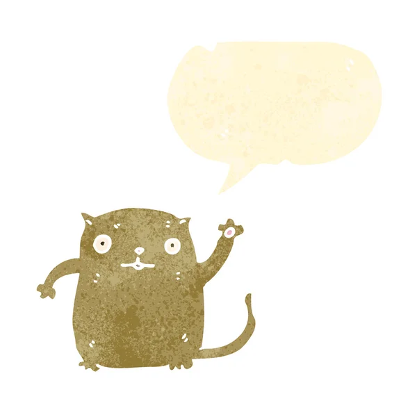Kucing retro kartun dengan gelembung bicara - Stok Vektor