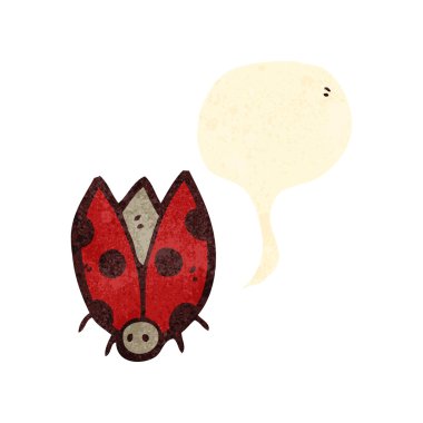 Retro karikatür uğur böceği ile konuşma balonu
