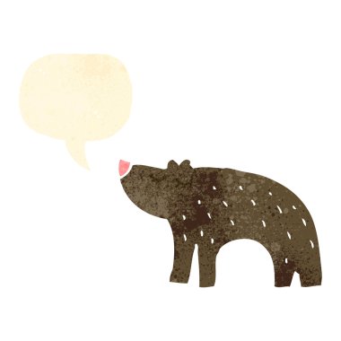 Retro karikatür ayı ile konuşma balonu