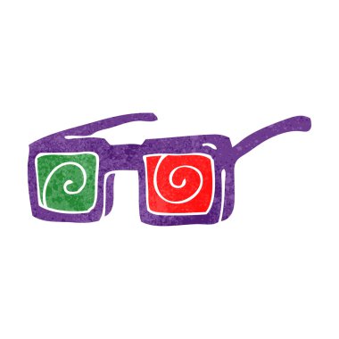 retro karikatür 3D gözlükler