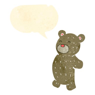 Retro karikatür ayı ile konuşma balonu