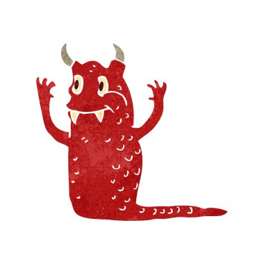 Retro karikatür mutlu canavar