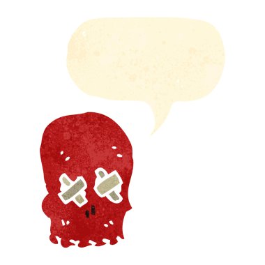 Retro çizgi film ürkütücü kafatası sembolü