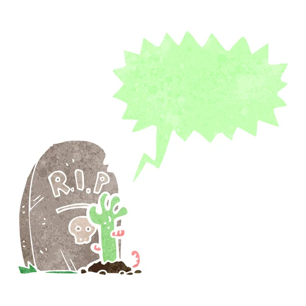 Zombie retro kreskówki powstanie z grobu — Wektor stockowy