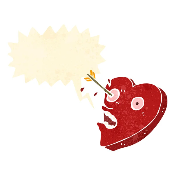 Liebe schlug Herz Retro-Cartoon — Stockvektor