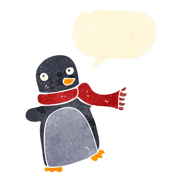 Pinguino danzante cartone animato retrò — Vettoriale Stock