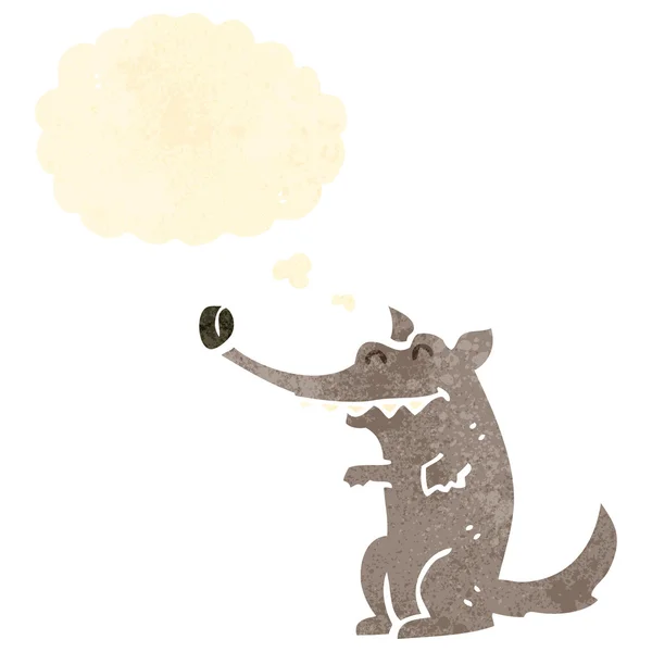 Retro tecknade varg med tankebubbla — Stock vektor