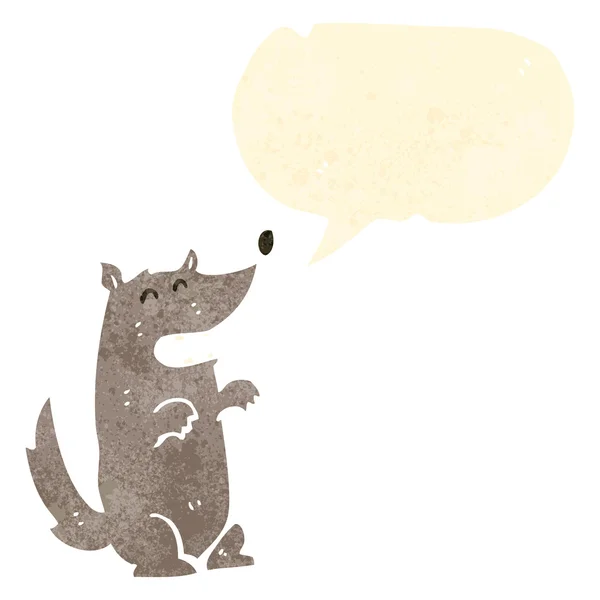 Retro cartoon wolf with speech bubble — Stock Vector