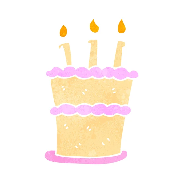 Bolo de aniversário de desenhos animados retro — Vetor de Stock