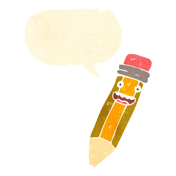 Crayon de dessin animé rétro avec bulle vocale — Image vectorielle