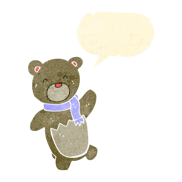 Retro tecknade Björn med pratbubblan — Stock vektor