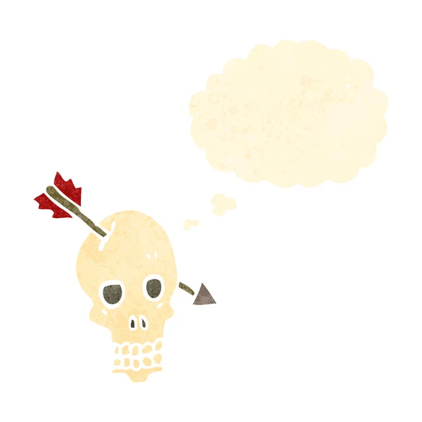 矢印レトロ漫画の頭骨 — ストックベクタ
