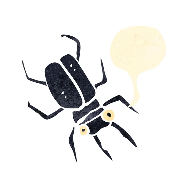 Caricature rétro coléoptère géant avec bulle de parole — Image vectorielle