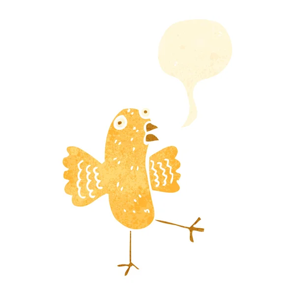 Retro cartone animato giallo uccello — Vettoriale Stock