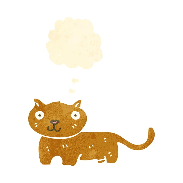 Gato de dibujos animados retro con burbuja de pensamiento — Vector de stock