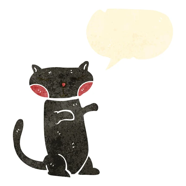 Retro cartoon cute black cat — Stock Vector