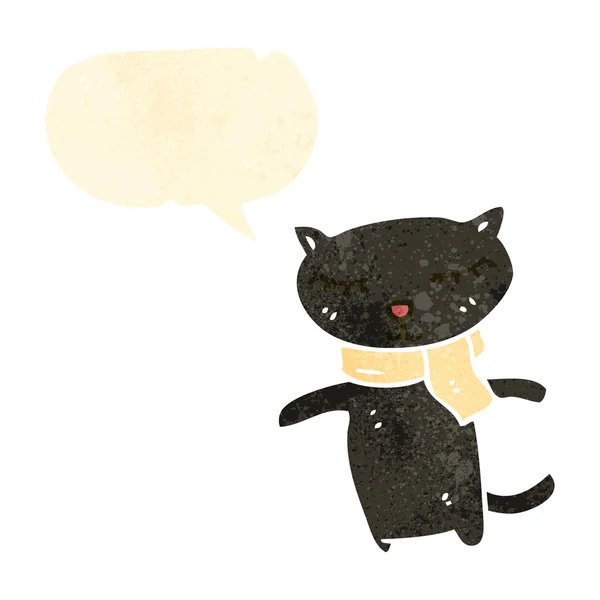 Retro tecknade söt svart katt — Stock vektor