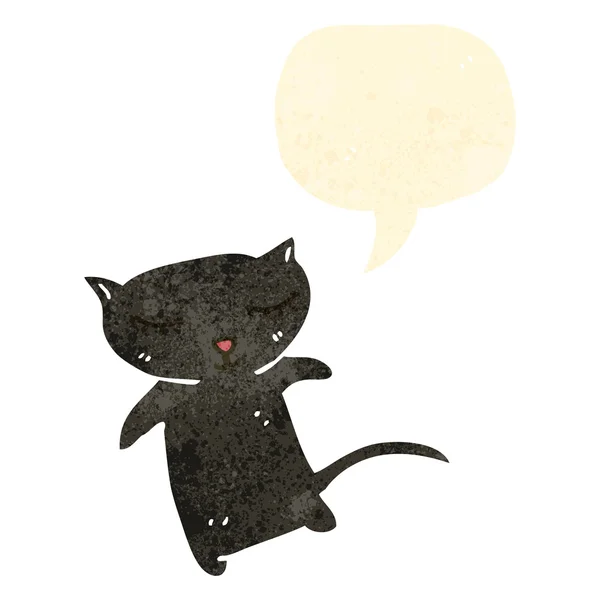 Retro dibujos animados lindo gato negro — Archivo Imágenes Vectoriales