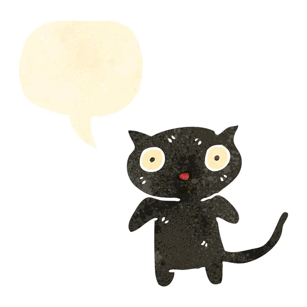 Caricature rétro mignon chat noir — Image vectorielle