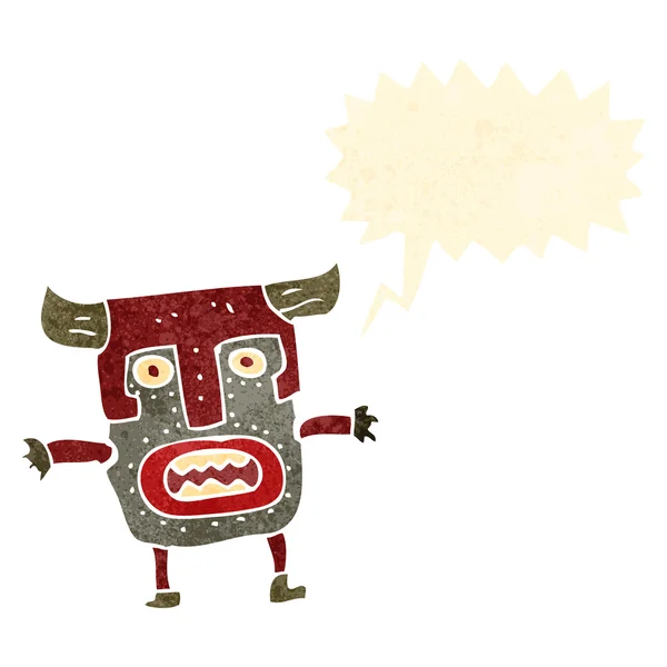 Retro cartoon spooky masker tribal man — Stockvector
