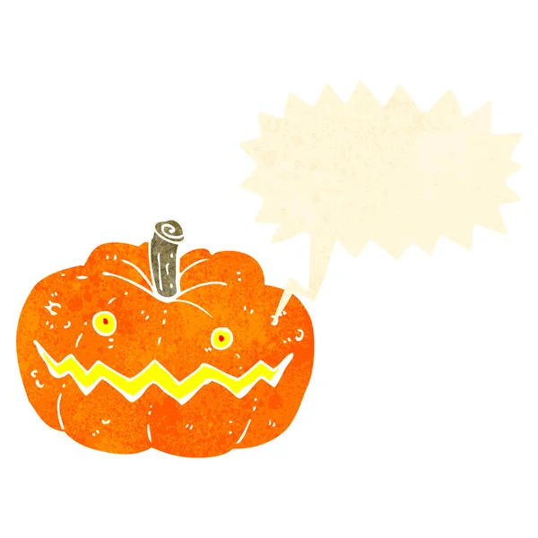 Retro cartoon spooky halloween pumpkin — Stock Vector