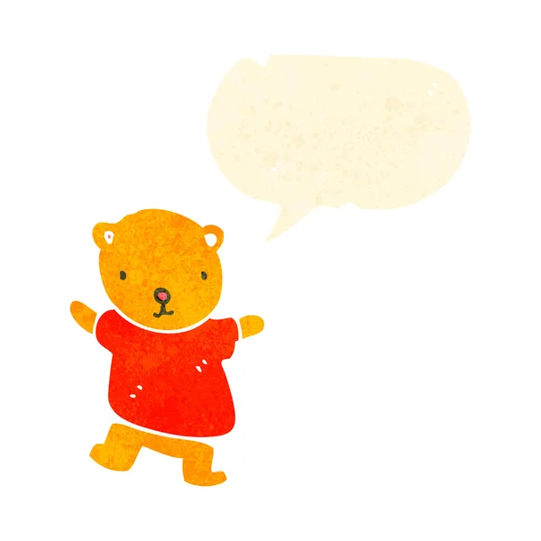 Retro cartone animato piccolo orso — Vettoriale Stock