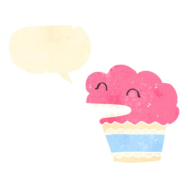 Retro desenho animado falando cupcake — Vetor de Stock