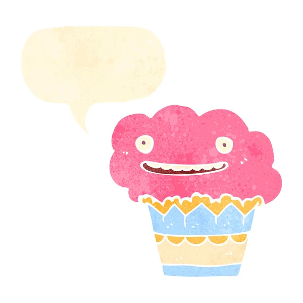 Retro cartoon praten cupcake — Stockvector