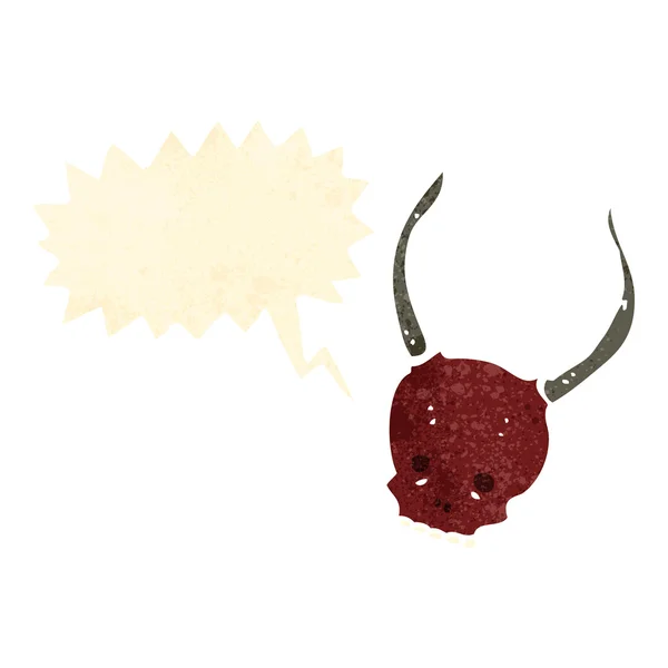 Retro cartoon horned skull — Stock Vector
