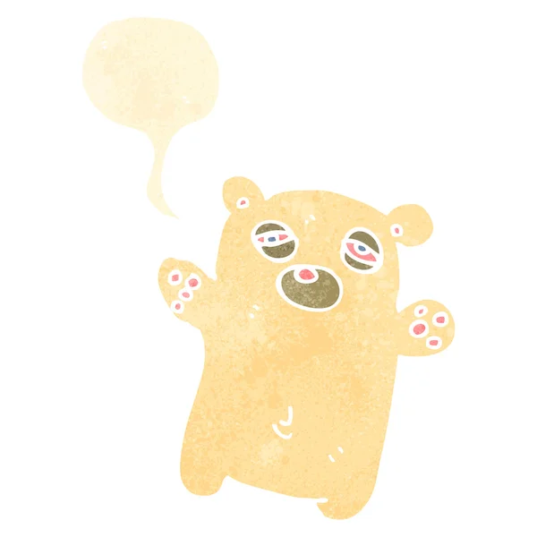 Retro tecknad trött liten isbjörn — Stock vektor
