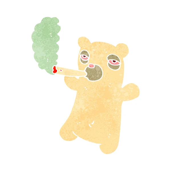 Retro tecknade isbjörn röka marijuana gemensamma — Stock vektor
