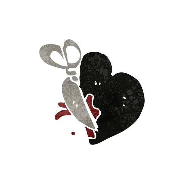 Retro cartone animato cuore nero simbolo — Vettoriale Stock