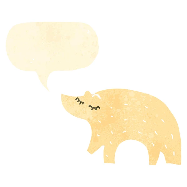 Orso polare cartone animato retrò con bolla vocale — Vettoriale Stock