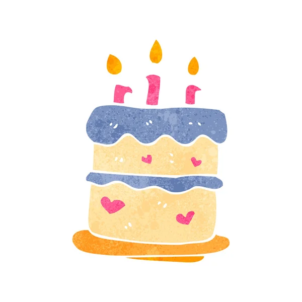 Gâteau d'anniversaire dessin animé rétro — Image vectorielle