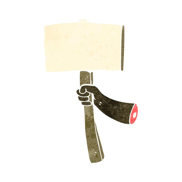 Retro cartoon arm holding placard — Stock Vector