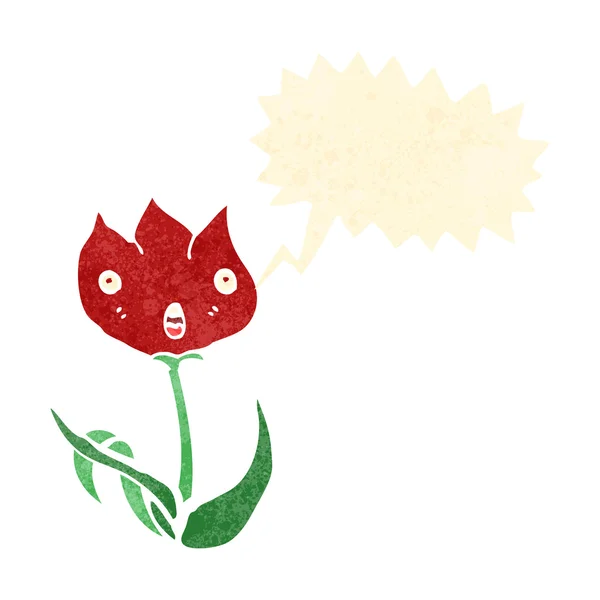 Retro cartoon cute shouting flower — Stock Vector