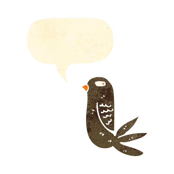 Retro dessin animé ennuyé oiseau — Image vectorielle