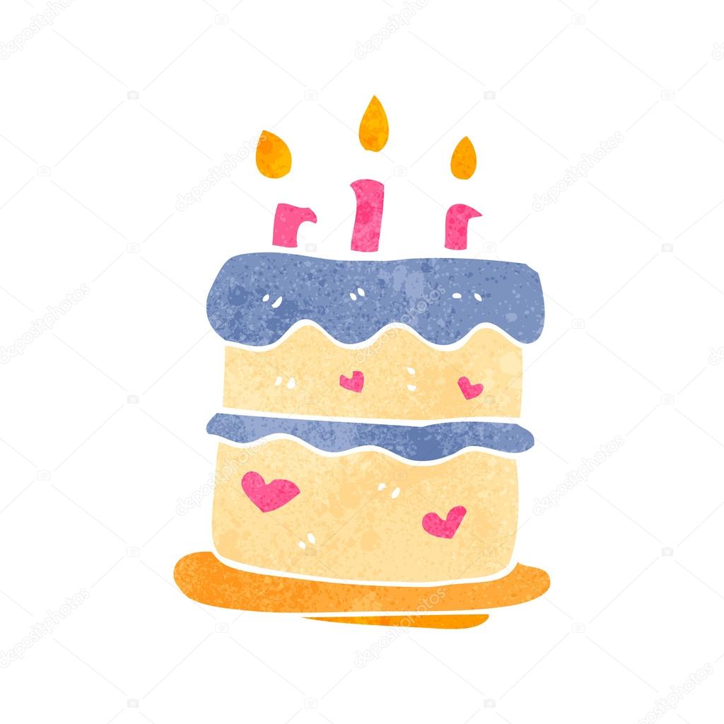 Gateau D Anniversaire Dessin Anime Retro Image Vectorielle Par Lineartestpilot C Illustration