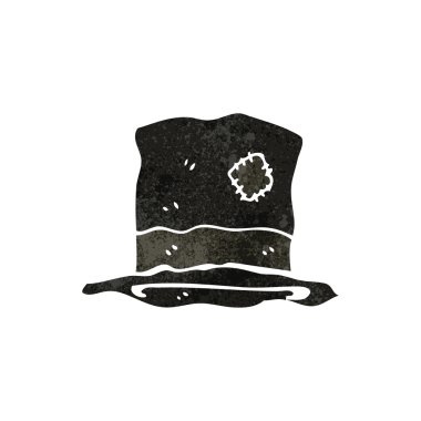 Retro karikatür yamalı eski üst şapka