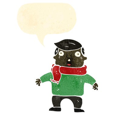 Retro karikatür dostum kış eşarp şok