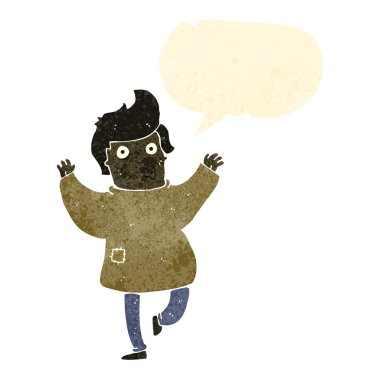 retro karikatür adam paçavralar içinde dans