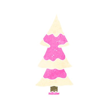 Retro karikatür pembe xmas ağacı