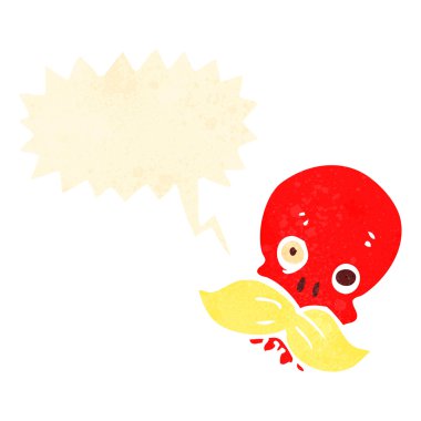 Retro karikatür komik konuşan kafatası