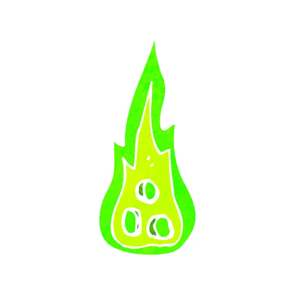 Retro kreslený zelená ohnivá koule — Stockový vektor